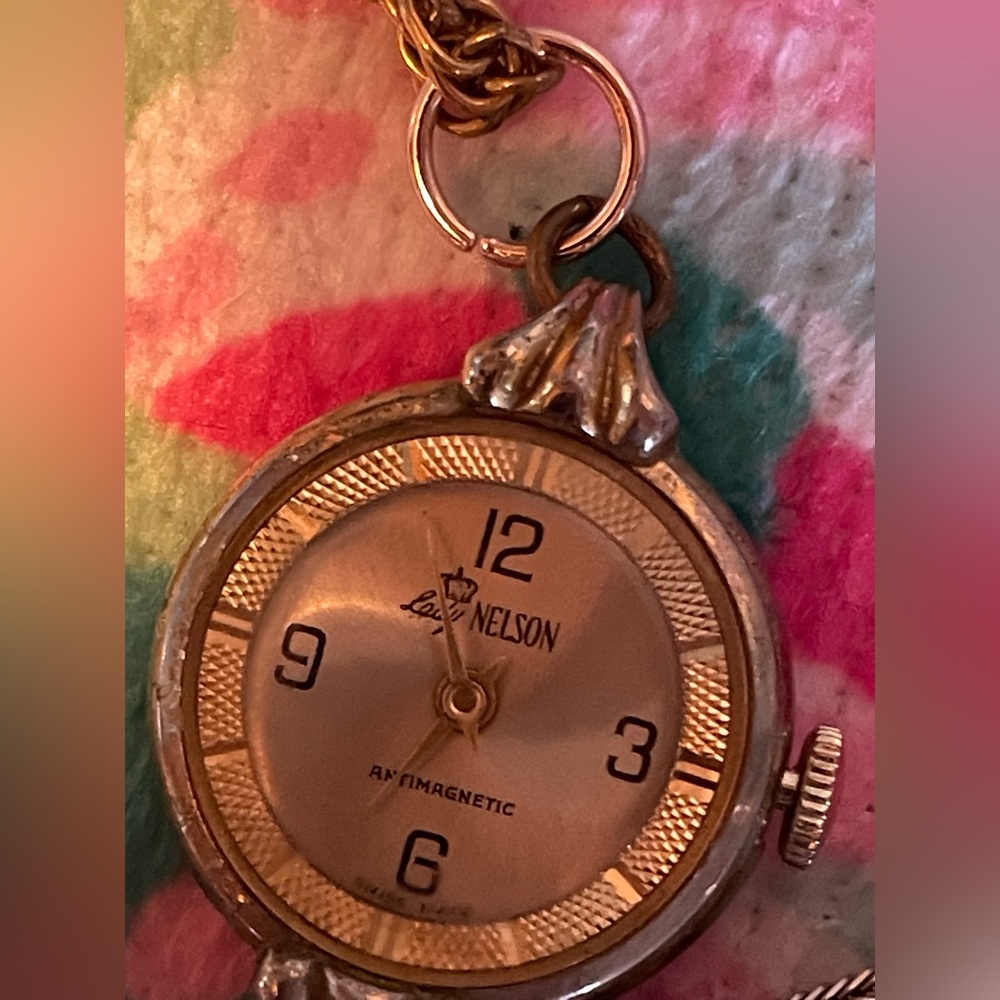 Vintage Gold Chain Necklace with Nelson Hanging Watch Pendent